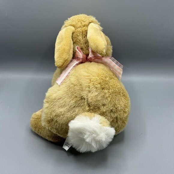 Walmart Vintage Bunny Rabbit Plush Tan Pink Bow 13" Realistic Stuffed Animal - Picture 4 of 8